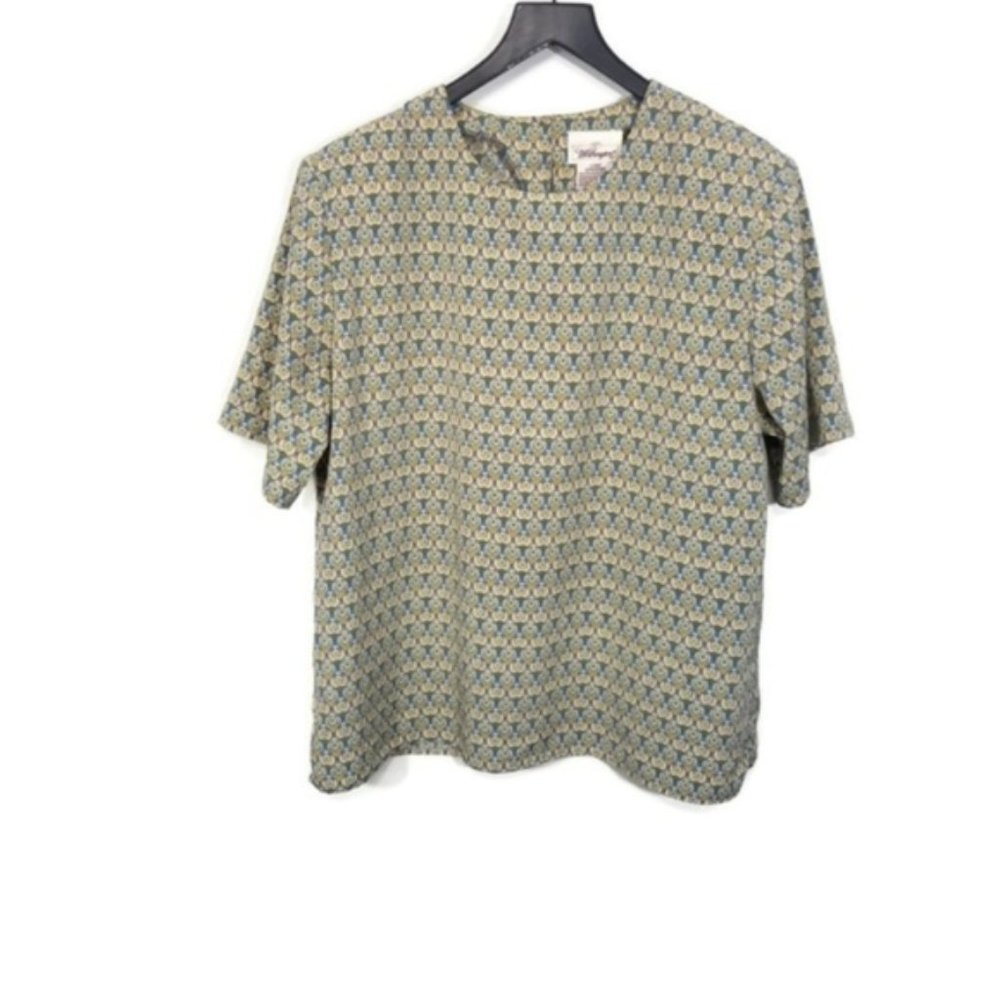 Vintage Worthington Printed Short Sleeve Blouse XL